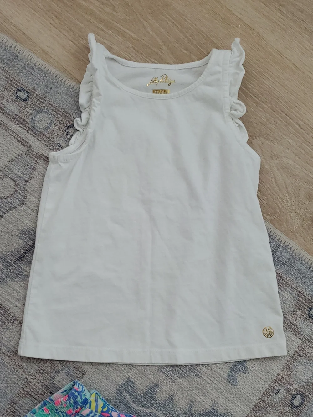 Lilly Pulitzer Girls Whitr Flutter Sleeve Top And Shorts Outfit Set SzM (6-7)